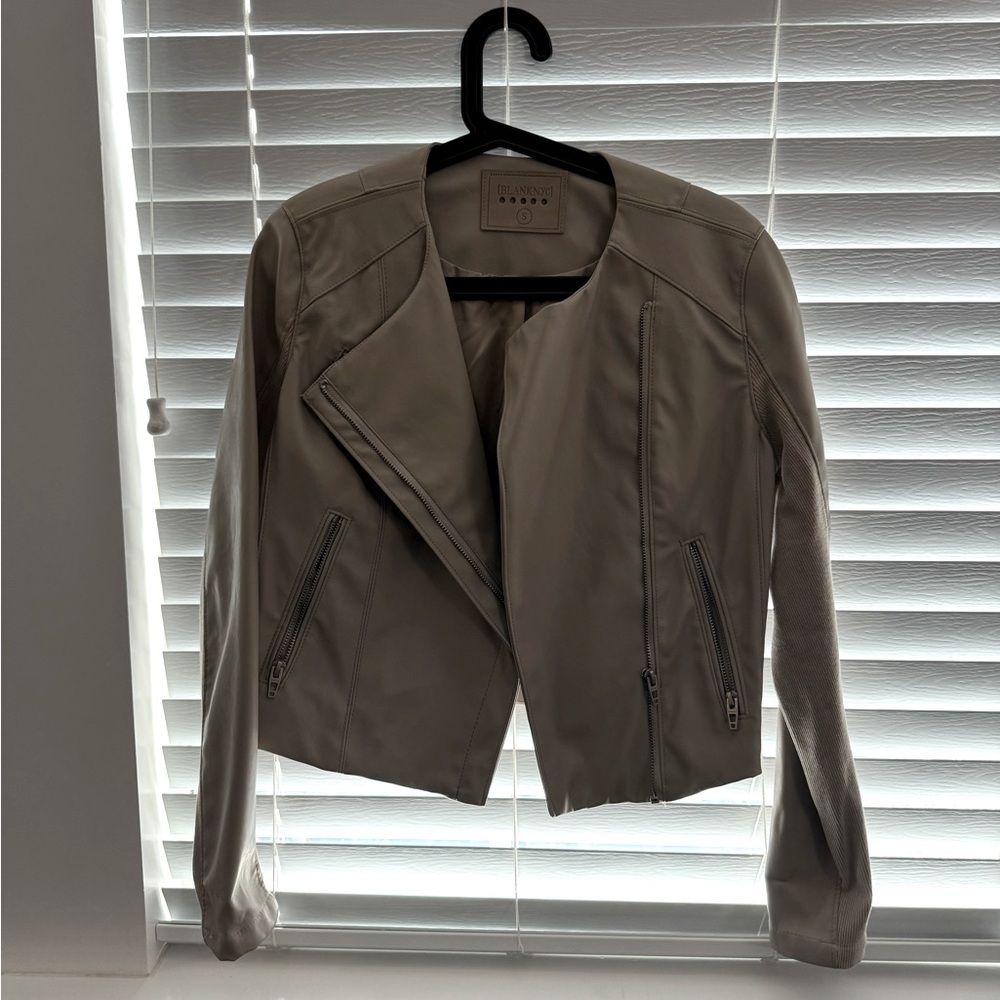 Beige vegan leather jacket